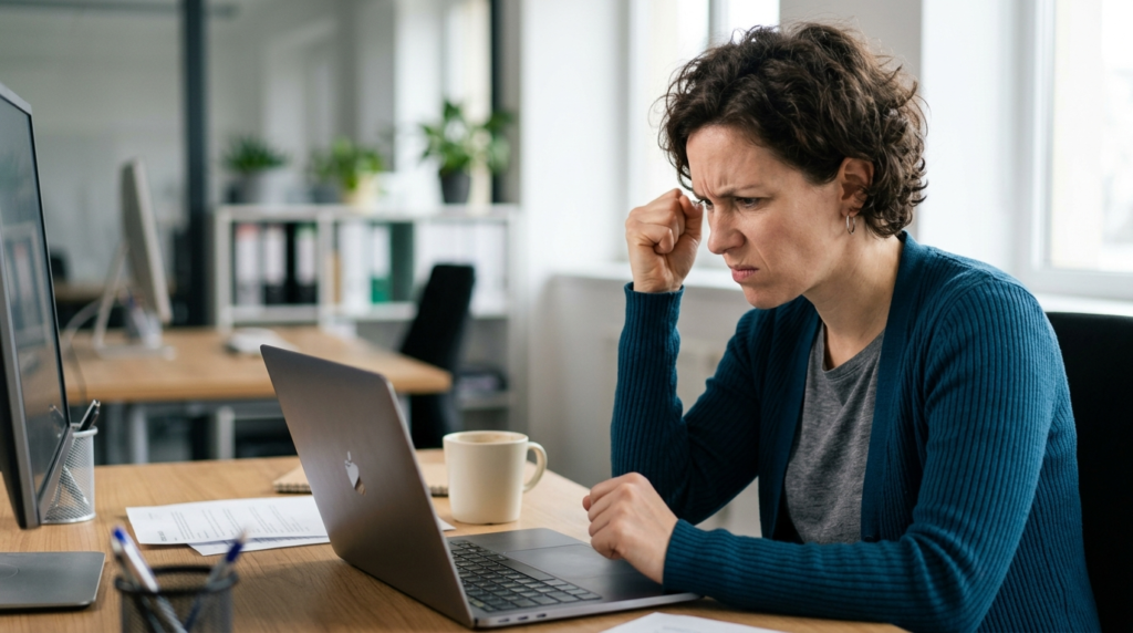 woman frustrated at laptop in 202604302001.webp