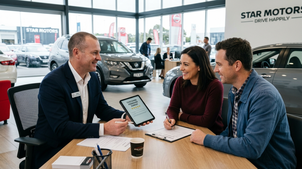 car dealer asking couple survey 202606091925.webp